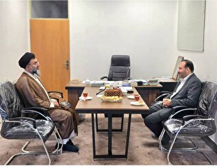 دیدار محسن رشیدی اقدم، مدیر صندوق استان تهران با حجت الاسلام سیدمحمد حسینی میرامینی امام جمعه شهرستان پیشوا